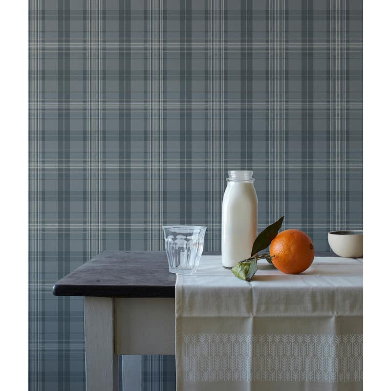 Plaids Seattle Navy Plaid Wallpaper - Slate