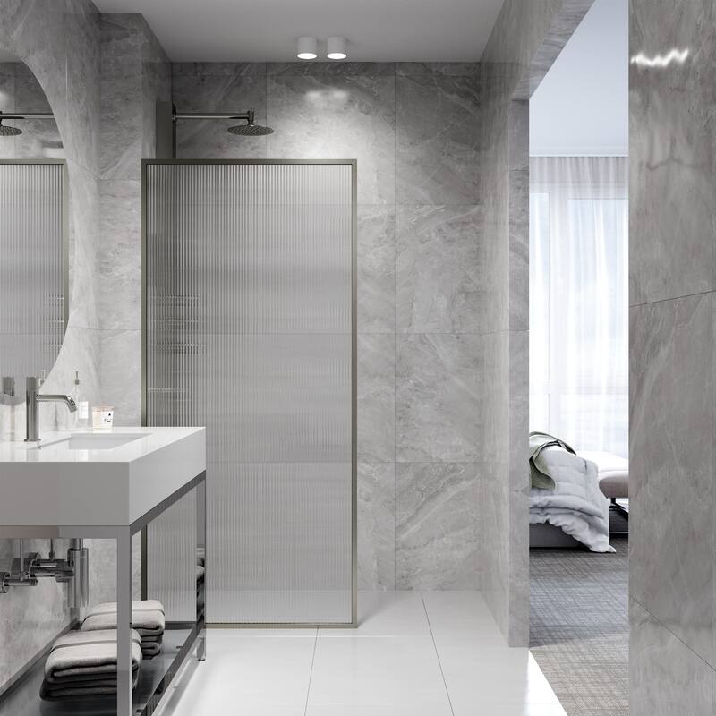 VIGO Meridian 34" W x 74" H Framed Fixed Shower Screen