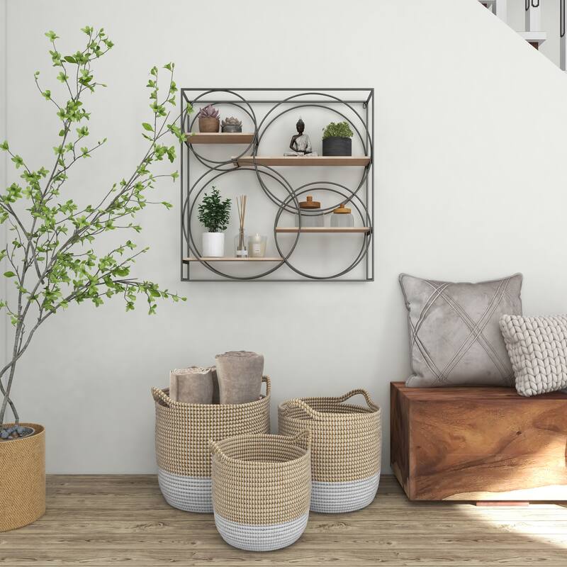 Gray Metal 4 Shelves Wall Shelf