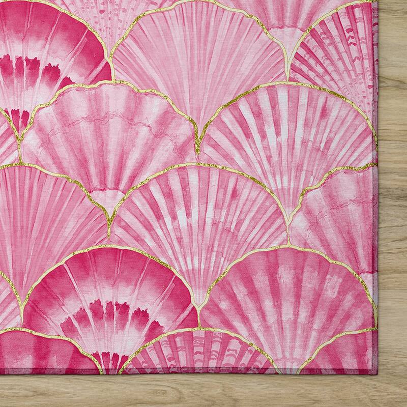 Indoor/ Outdoor Surfside Seashells Washable Rug New