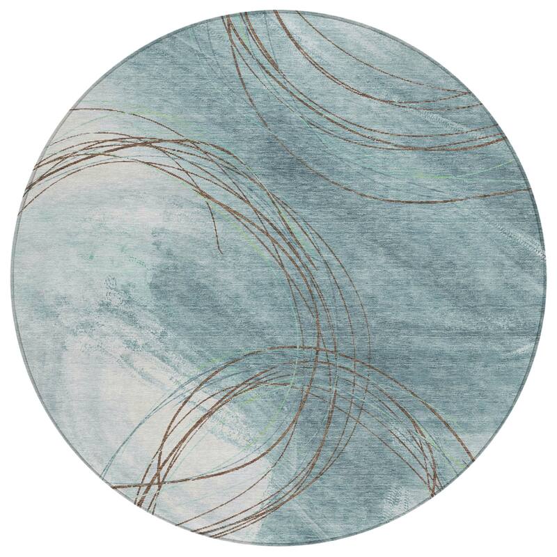 Machine Washable Indoor/ Outdoor Abstract Modern Chantille Rug