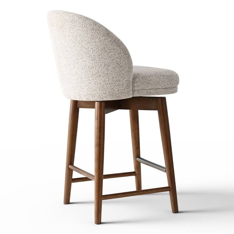 25.5" Swivel Upholstered Counter Stool Solid Wood Leg(Set of 2)