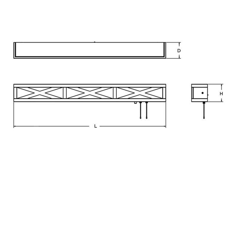 Scott 3-feet ADA Distressed Grey LED Overbed Fixture, White Acrylic Shade