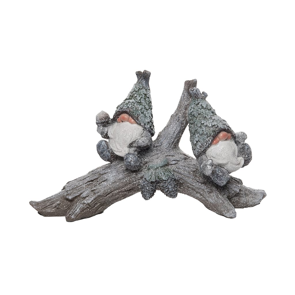 Transpac Resin 8 in. Gray Christmas Leafy Gnome Decor