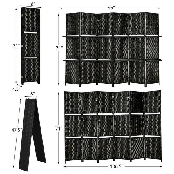 Multi Purpose Roon Divider Multipurpose 6 Panel Folding Room Divider with 2 Shelves - Bed Bath ...