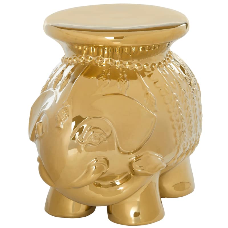 SAFAVIEH Paradise Ainara Elephant White Ceramic Decorative Garden Stool