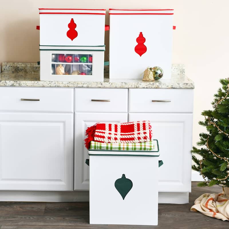 Household Essentials Ornament Storage Chest with 24 Pockets - 13.5"L x 18.6"W x 10.0"H - Green