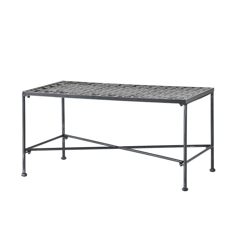 Roomfitters Luna Outdoor Iron Coffee Table with Powder Coated Finish, Modern Patio Rectangle Table, Black