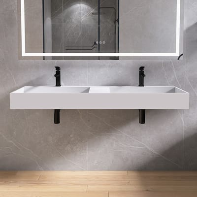 MEDUNJESS 54" Bathroom Sink Solid Surface Bathroom Vessel Sink - 54''