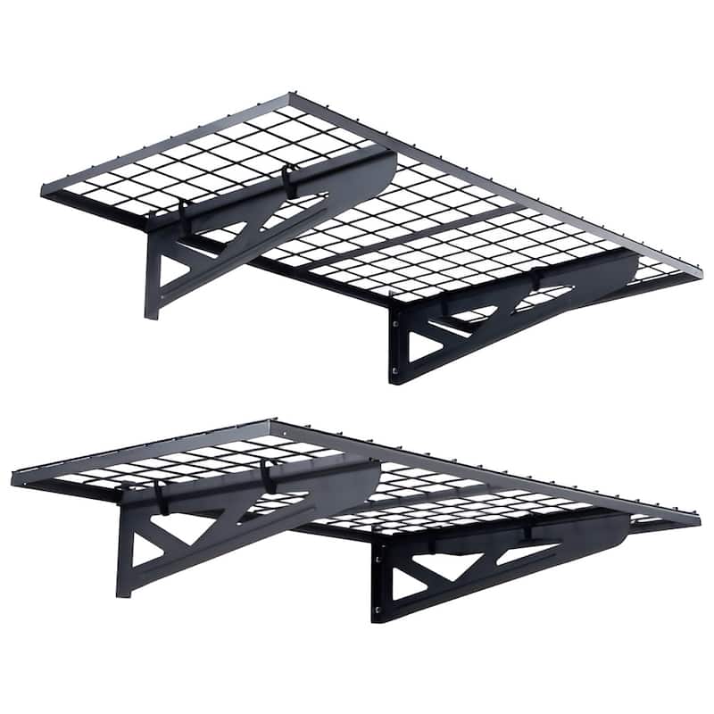 Wall Mounted Garage Shelves 2 Pack Heavy Duty Storage Rack