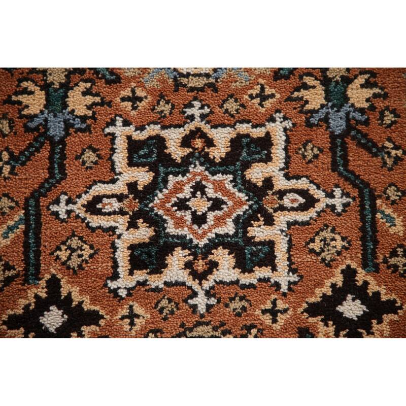 Orange Heriz Serapi Indian Runner Rug Hand-Knotted Wool Carpet - 2'8"x 8'2"
