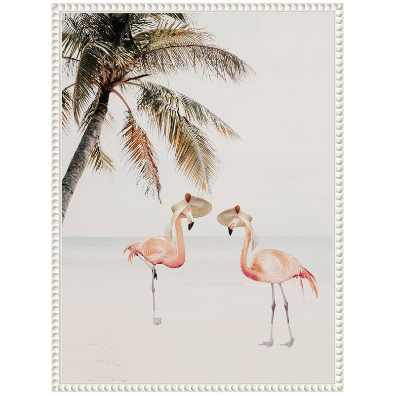 Kate and Laurel Sylvie Flamingos on Vacation Framed Canvas by July Art Prints