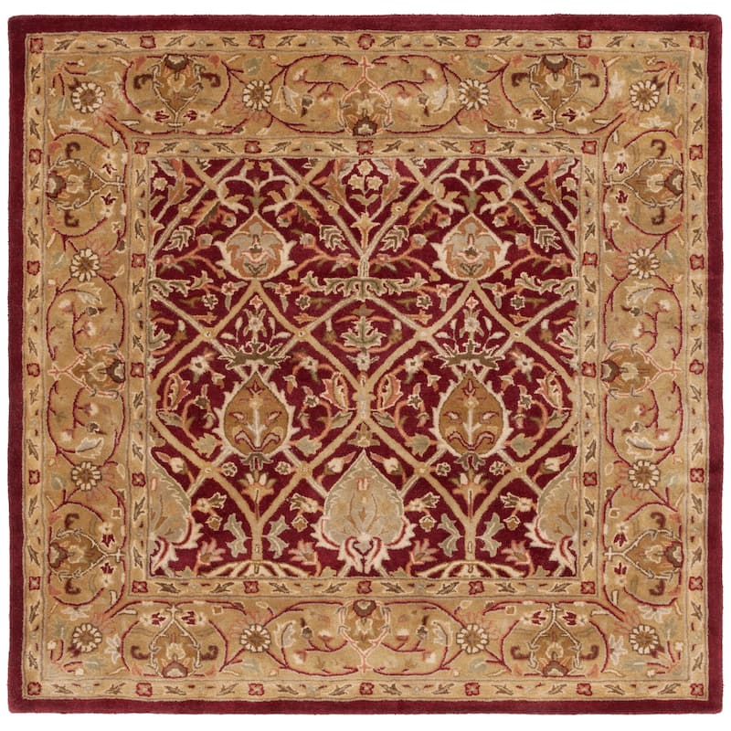 SAFAVIEH Handmade Persian Legend Pietra Traditional Oriental Wool Rug - 6' Square - Red/Gold