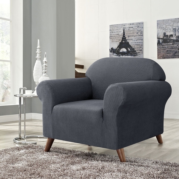 Subrtex stretch textured online grain dining chair slipcover