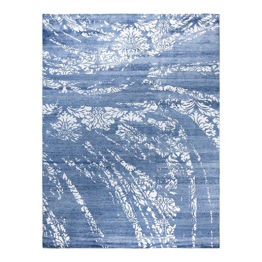 Modern One-of-a-Kind Hand-Knotted Area Rug, Blue - 9' 2" x 12' 0"