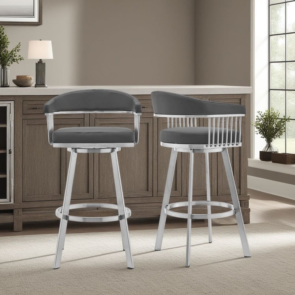 Chelsea Modern Swivel Bar Stool, Upholstered Counter Height Chair with Metal Frame