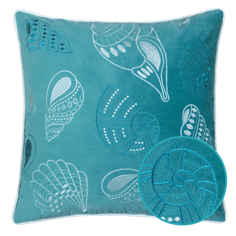 Seashell Print Throw Pillow Cover 20x20 Inches with Hidden Zipper