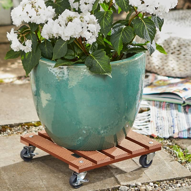 WAGNER design yourself 11.4" Square WPC Plant Caddy, Indoor/Outdoor, with Brakes