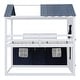 preview thumbnail 16 of 14, Playhouse Design Full over Full Wood Bunk Bed with Elegant and Elaborated Windows, Sills and Tent, Space-saving, Blue+White