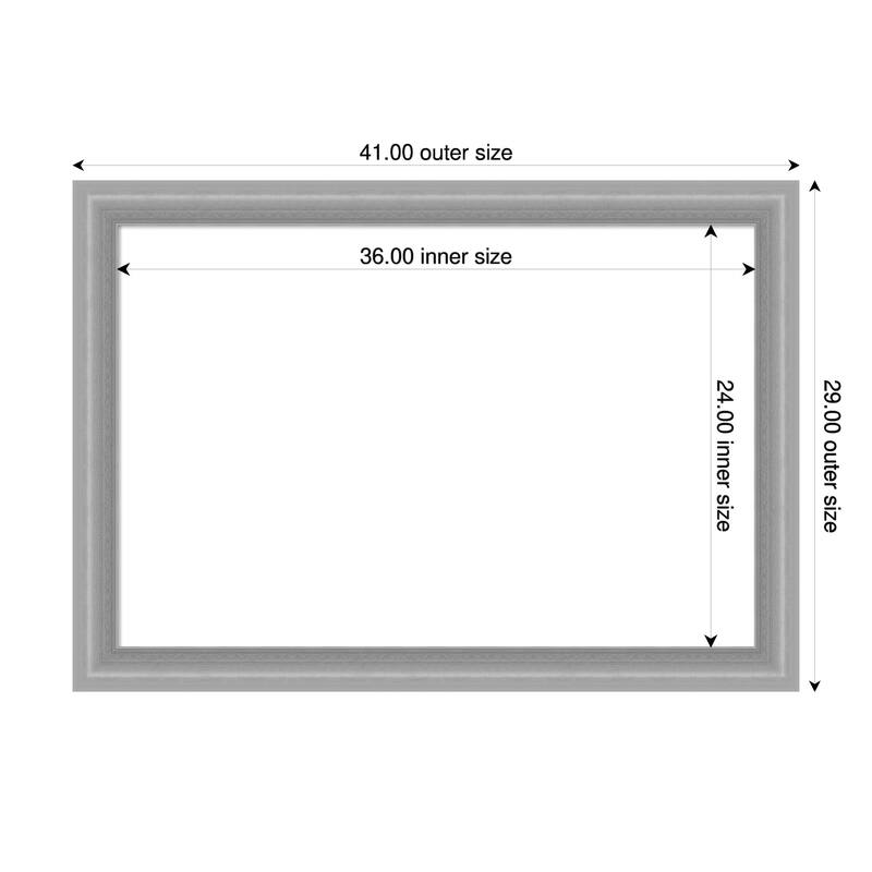 Amanti Art Peak Polished Nickel Narrow Framed Dry Erase Magnetic Board - 41 x 29 in