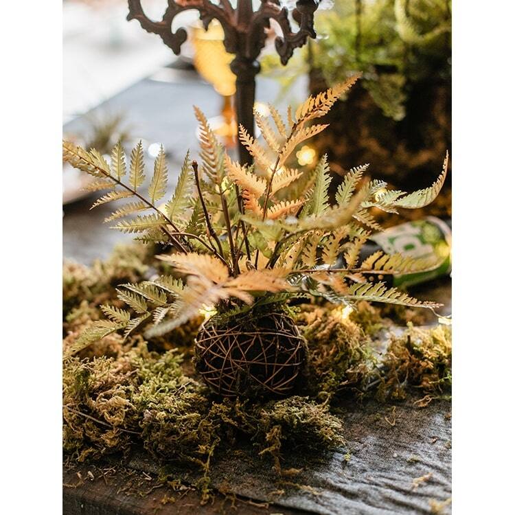 RusticReach Autumn Color Artificial Fern Ball Plant