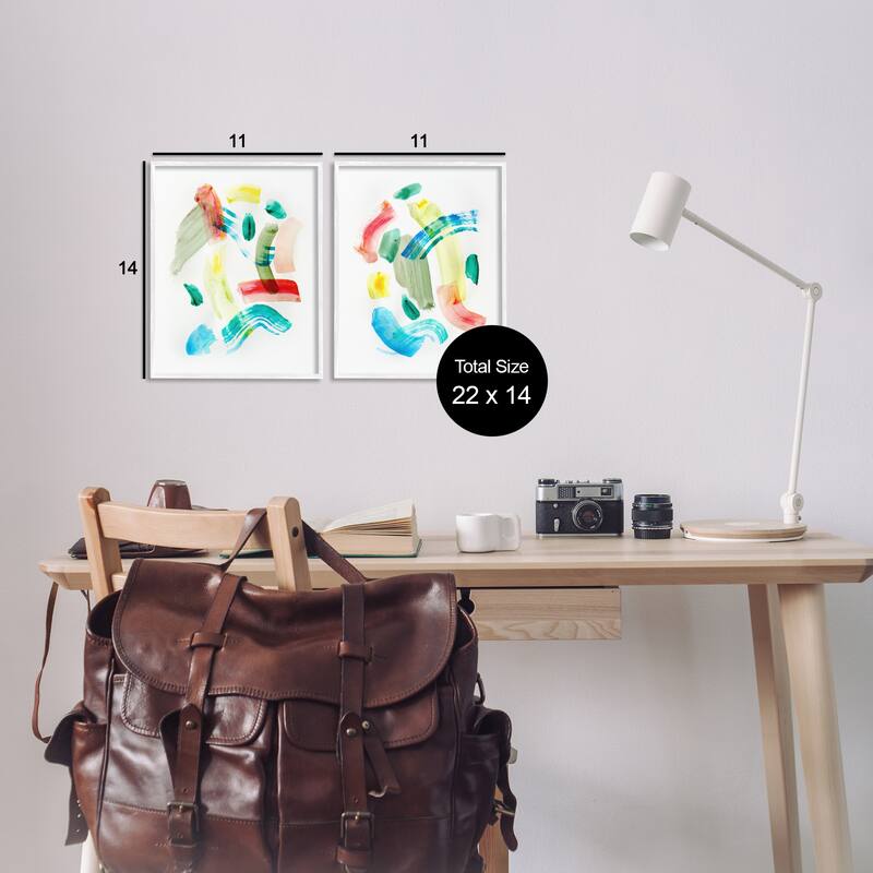 Stupell Macarana Abstract Hues Framed Giclee Art Design By Gemma Bardot (Set of 2)