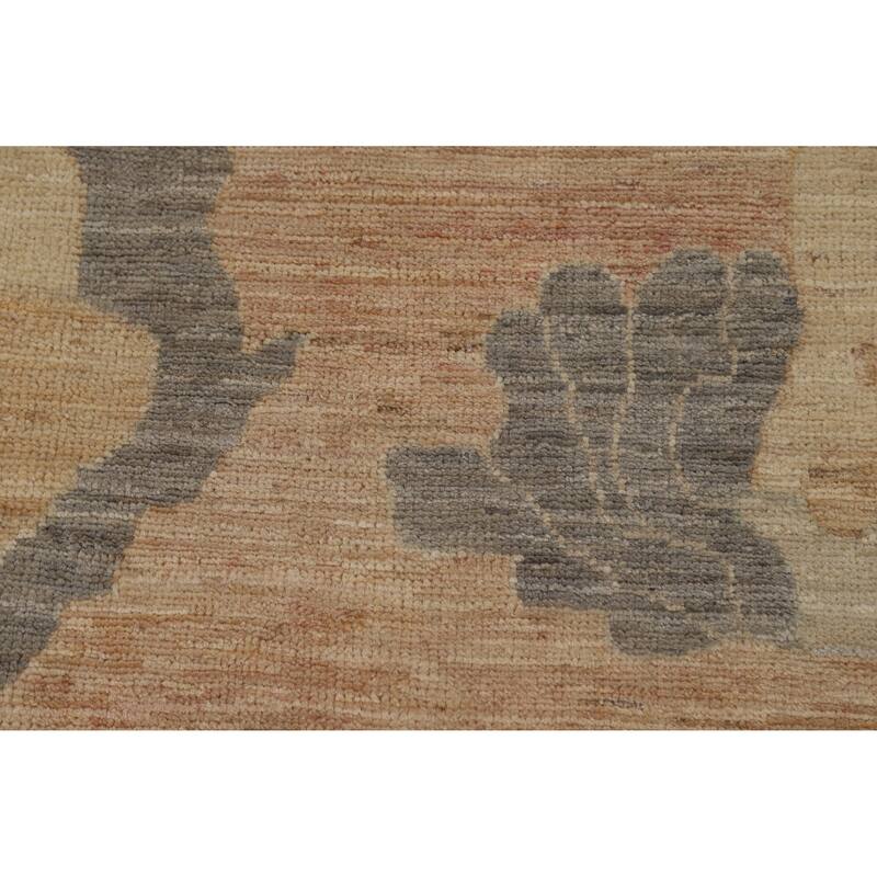 Vegetable Dye Oushak Turkish Rug Handmade Orange Wool Carpet - 8'10" x 12'2"