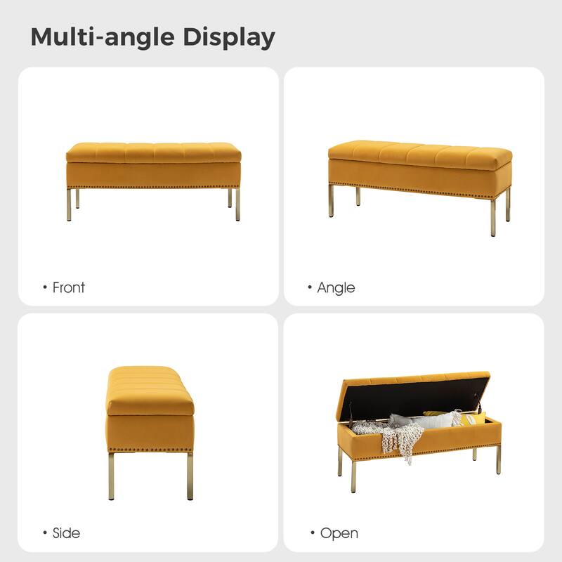 Egmont Contemporary Velvet Flip-Top Storage Bench by HULALA HOME
