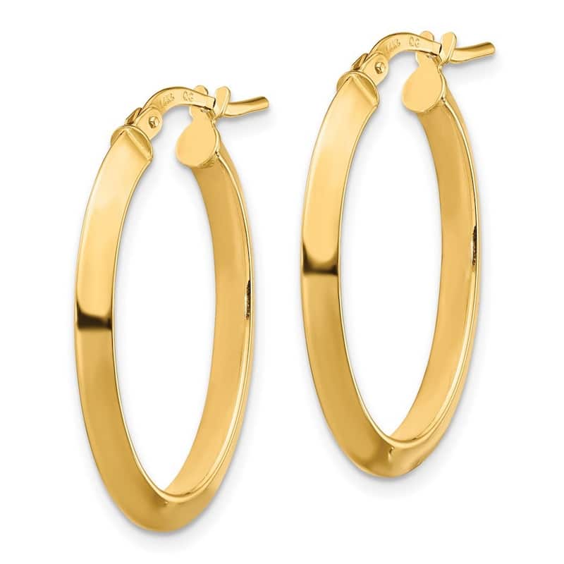 Curata 14k Yellow Gold Polished Oval Hoop Earrings - 27.13x19.59mm