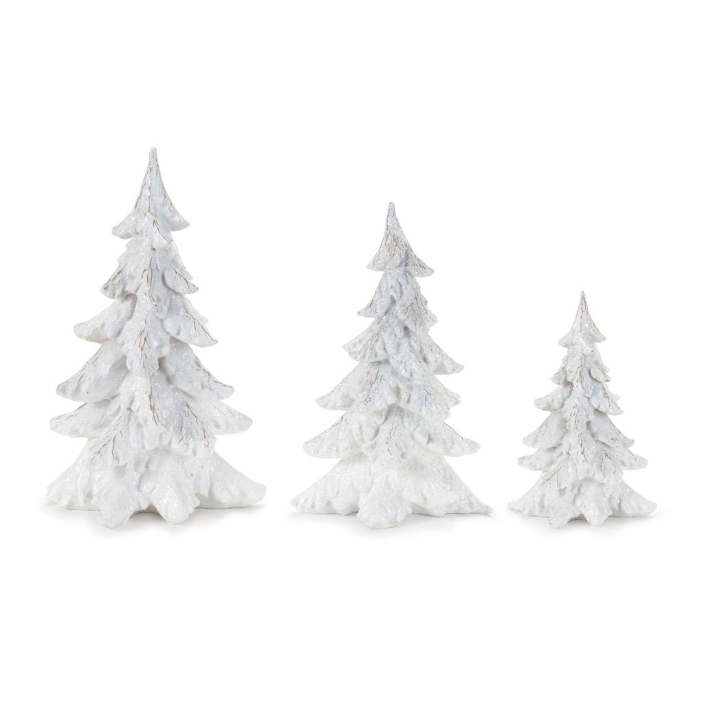 Glittered Pine Tree (Set of 3) - N/A