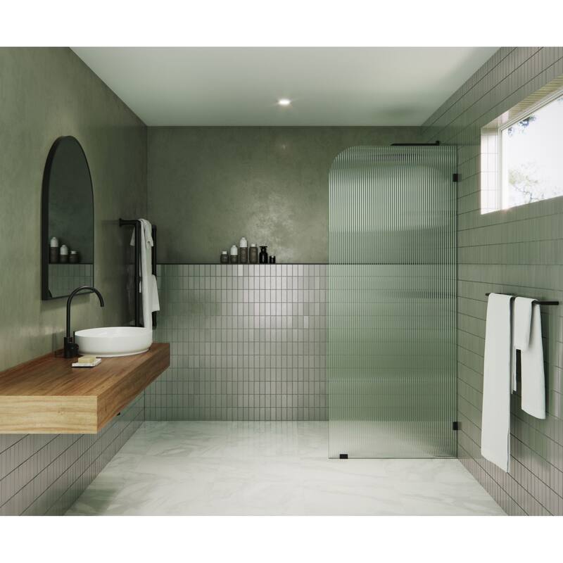Glass Warehouse FL-RAD-32-R Aurora 78" High x 32" Wide Shower Screen - Matte Black