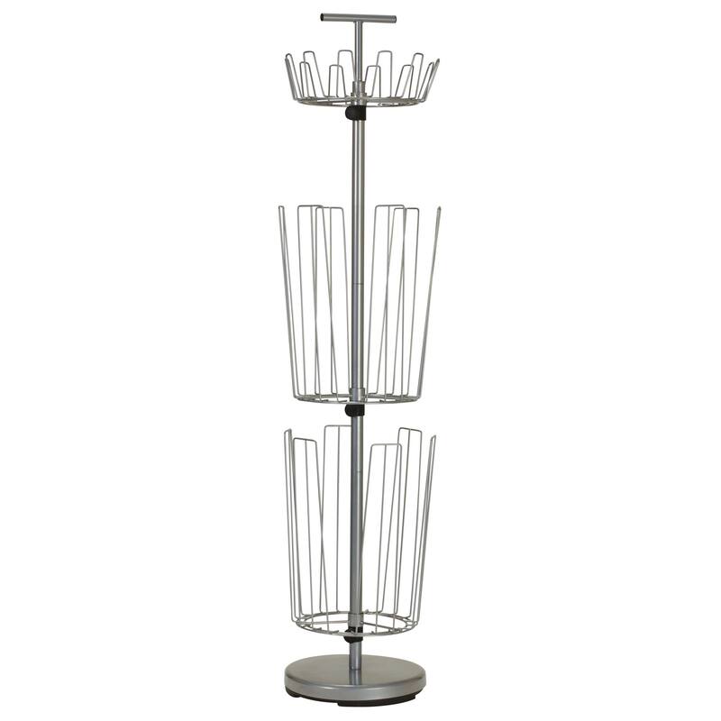 Household Essentials 3-Tier Adjustable Revolving Shoe Rack - Grey