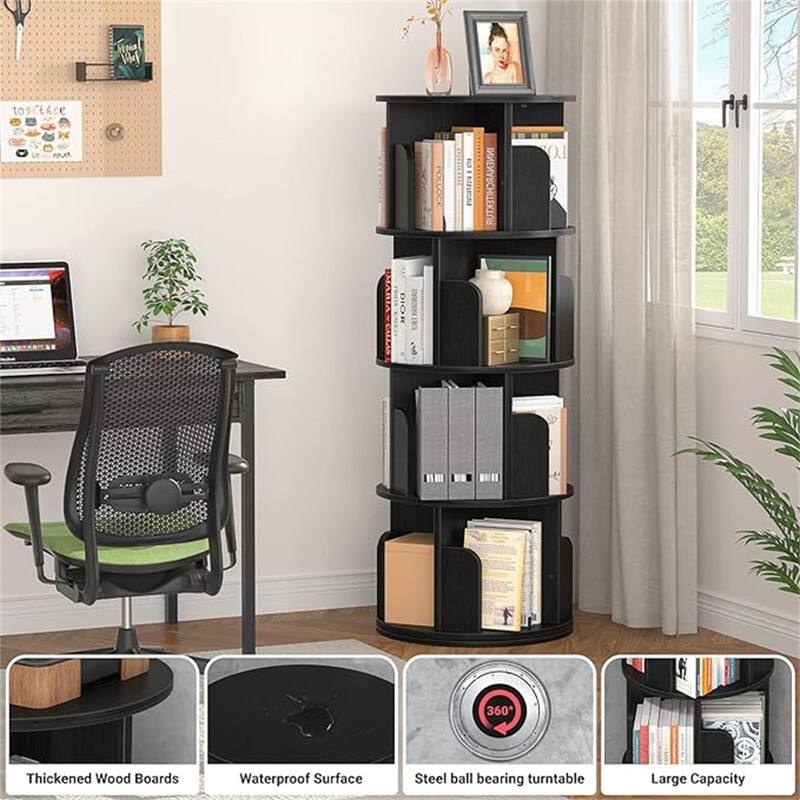 360 Display 4 Tier Floor Standing Bookcase Storage Rack - 15.7"D x 15.7"W x 51.2"H