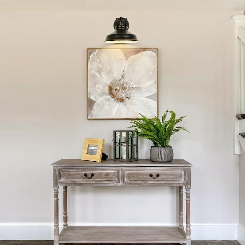 1-Light Industrial Retro Iron Black Wall Light for Bedroom Hallway - 1 Light