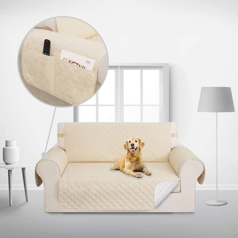Reversible Loveseat Slipcover Protector - Beige