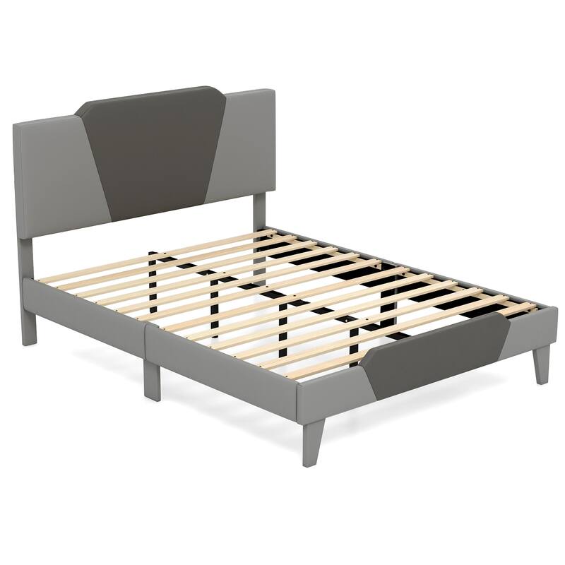 Modern Velvet Bed Frame with Anti-Slip Feet and Strong Slats - Full