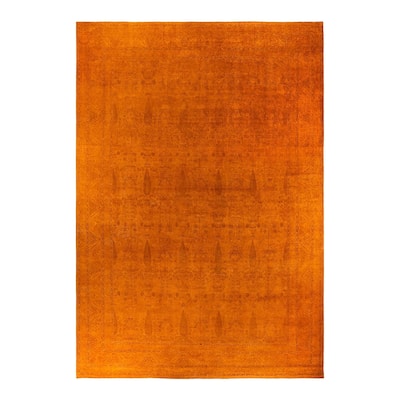 Overdyed, One-of-a-Kind Hand-Knotted Area Rug - Orange - 12' 4" x 17' 5"