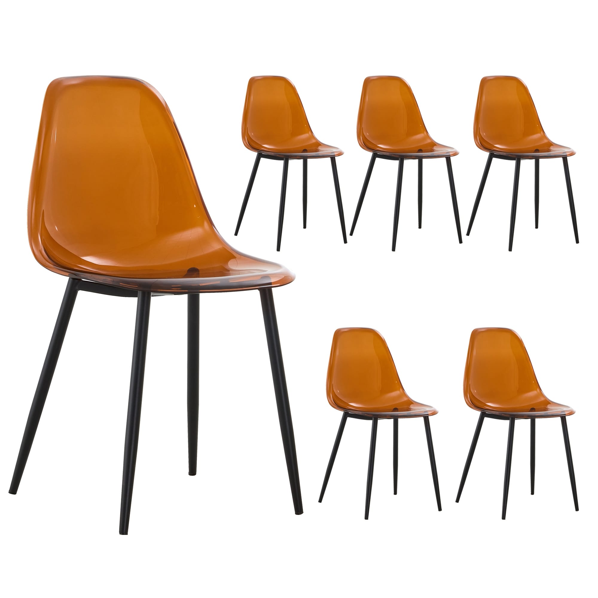 Set of modern minimalist transparent dining chairs On Sale