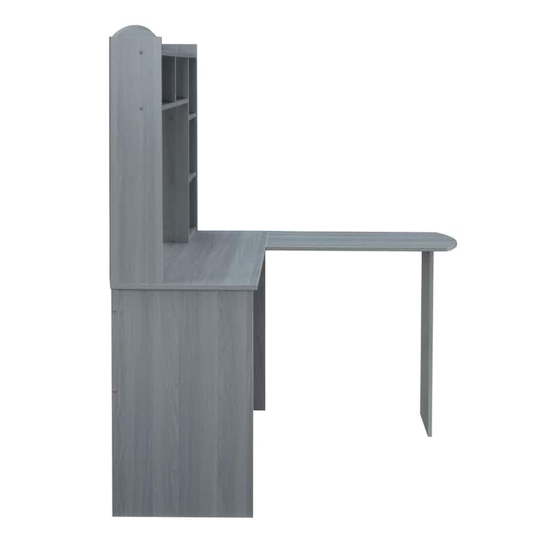 62.5" Gray Durable L-Shaped Computer Desk