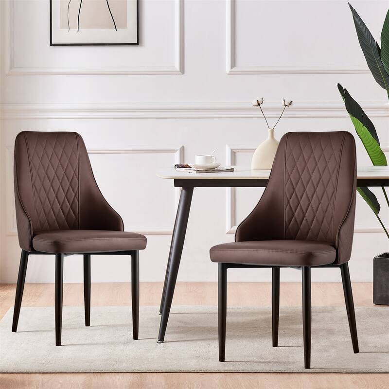 Faux Leather Upholstered Dining Chairs Set of 2 - 35.63"H x 17.72"W x 17.32"D