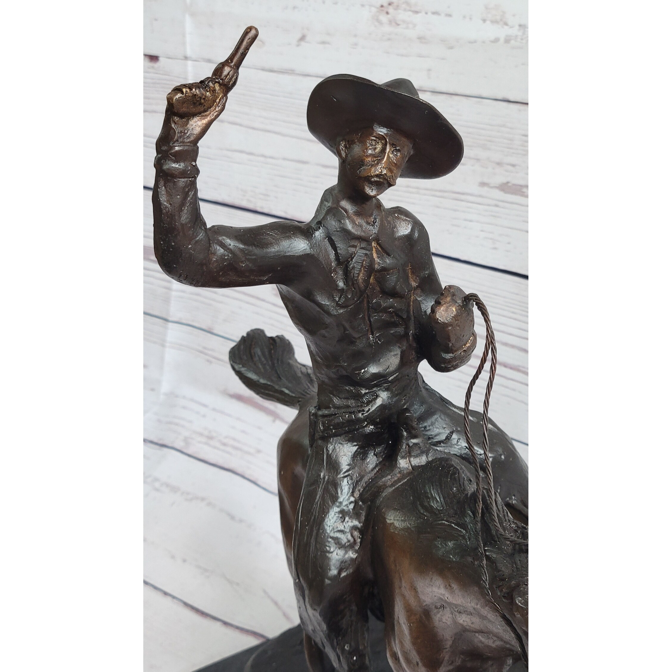 Frederic Remington Bronze Cowboy Will Rogers Statue