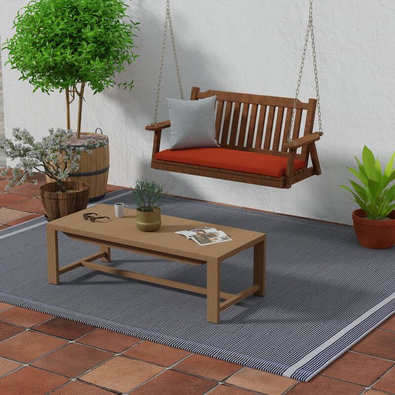 Sunbrella 48" x 18" Red Solid Outdoor Bench Cushion with Ties - 18'' L x 48'' W x 3.5'' H - Canvas Terracotta