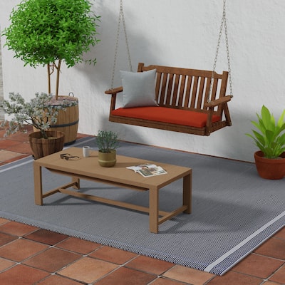 Sunbrella 48" x 18" Red Solid Outdoor Bench Cushion with Ties - 18'' L x 48'' W x 3.5'' H