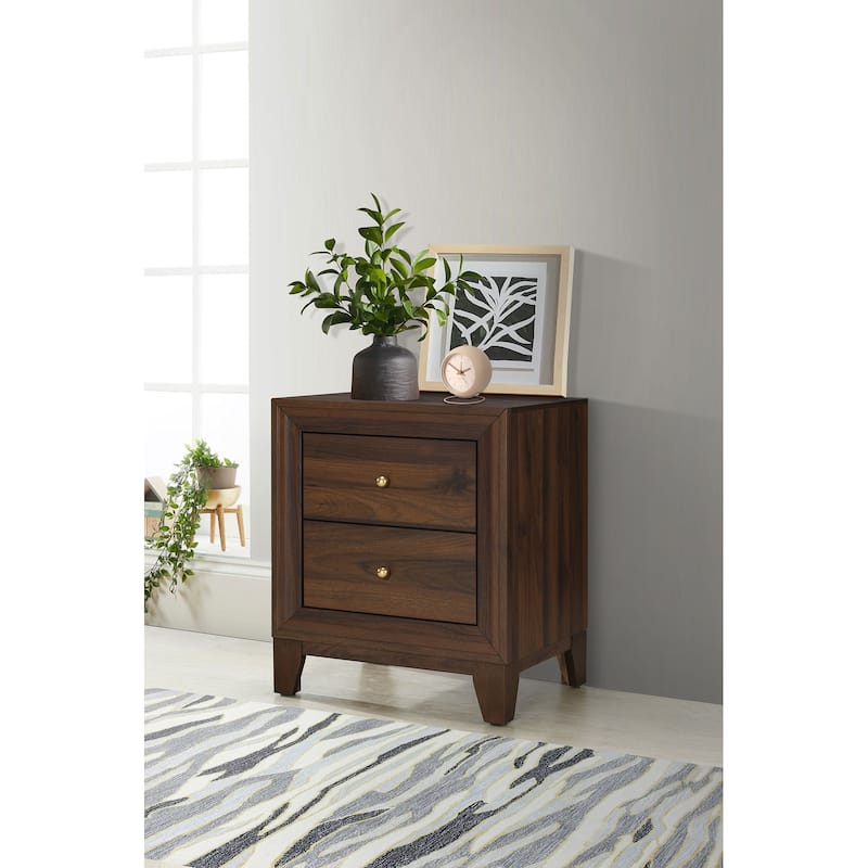 Welsley 2-drawer Nightstand Bedside Table Walnut