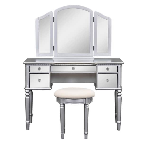 green emerald velvet dress Mirrored Vanity Table Diamond Inlay 2 Drawer Silver Drawer 2 Drawers B