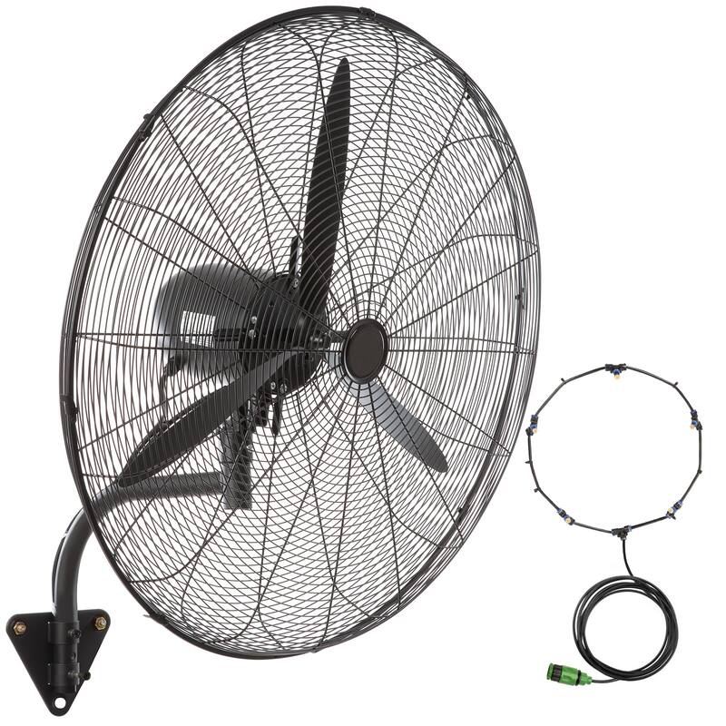 Wall-Mount Misting Fan, 30 Inch, 3-speed High Velocity Max 9500 CFM, Waterproof Oscillating Industrial Wall Fan