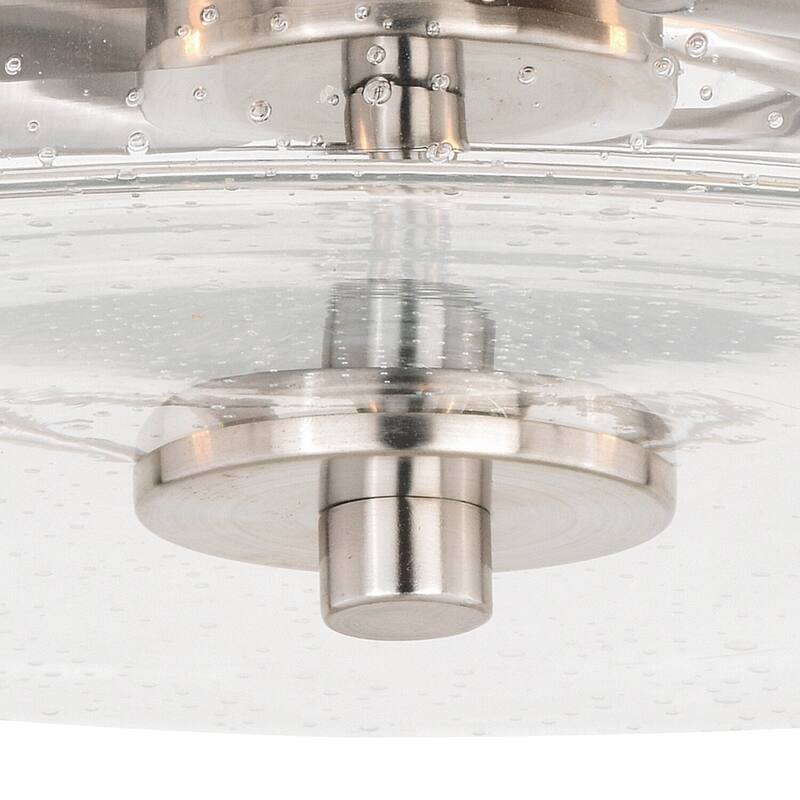 Flush Mount Ceiling Light - Satin Nickel Finish, Clear Glass Shade - Modern Interior Lighting - 3.5