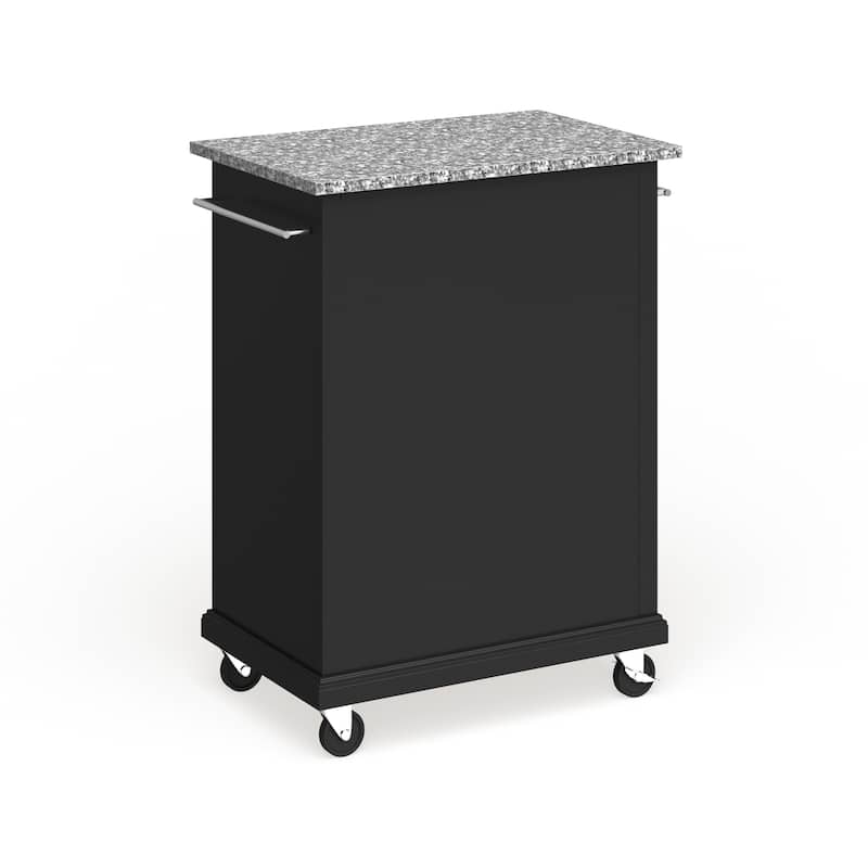 Crosley Compact Gray Granite Top Cart/ Island in Black Finish - 18"d x 31"w x 35.5"h