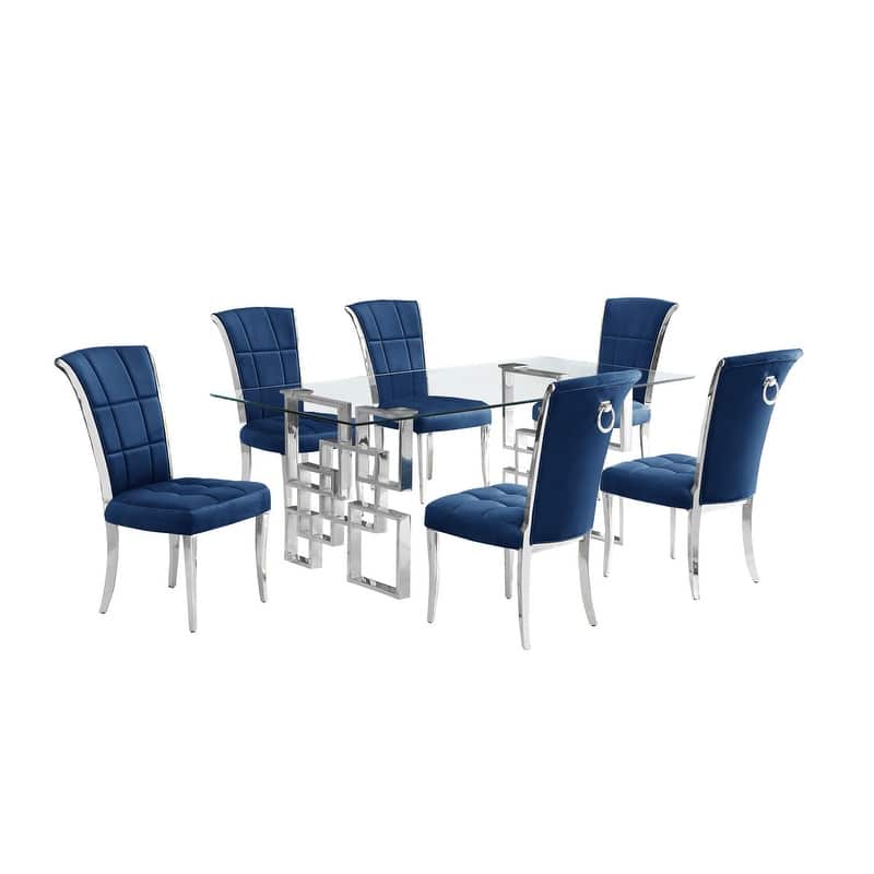 Best Quality Furniture D221/2-SC320-7 Dining Set with 12mm Tempered Glass