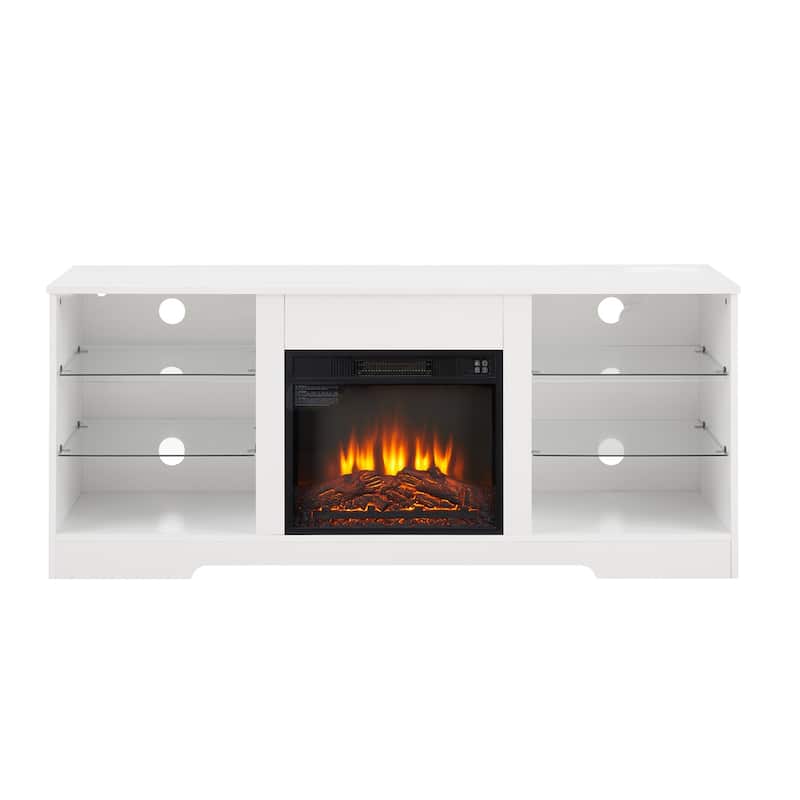 TV Stand Electric Fireplace TV Stand w/Shelves,3D Fireplace TV Stand